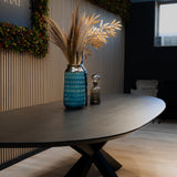 Table en chêne bio - Pieds coniques - Gris foncé