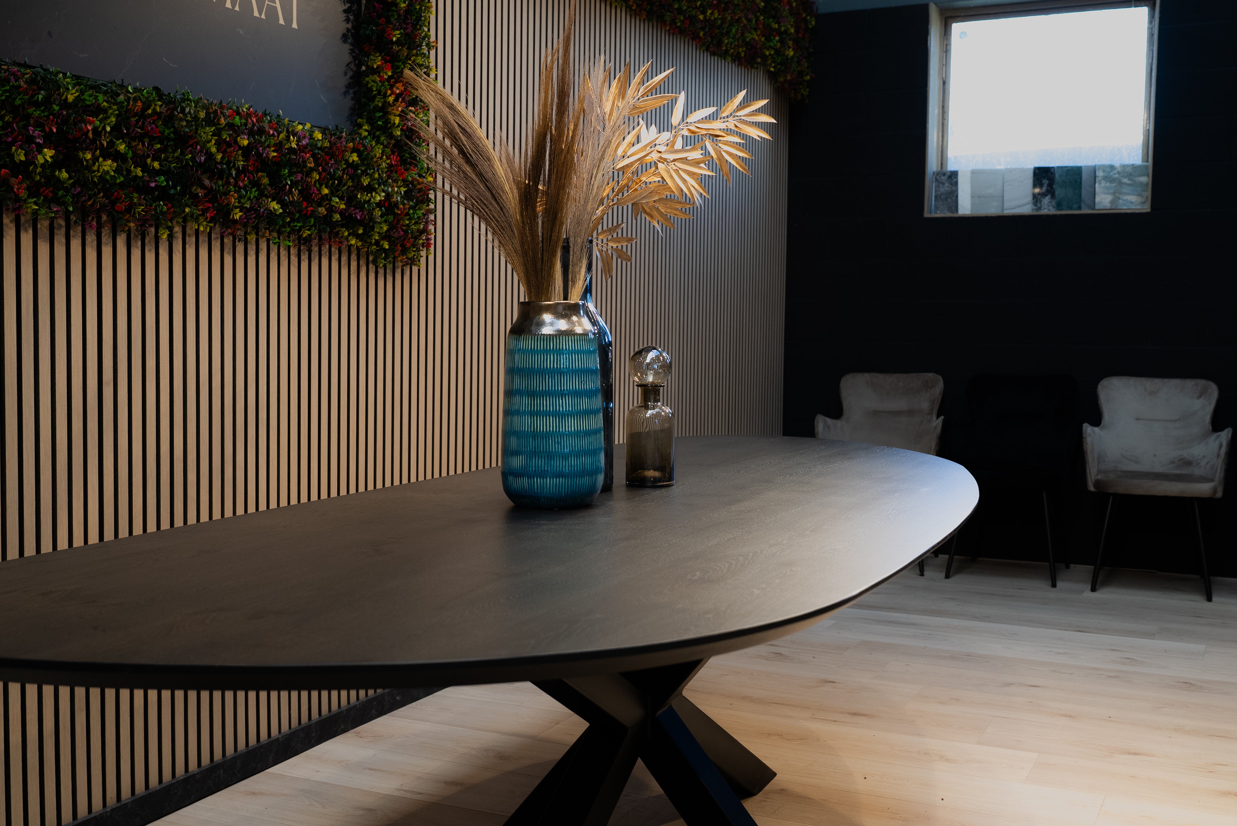 Table Organic Oak Wood - Set Cone Leg - Dark Grey