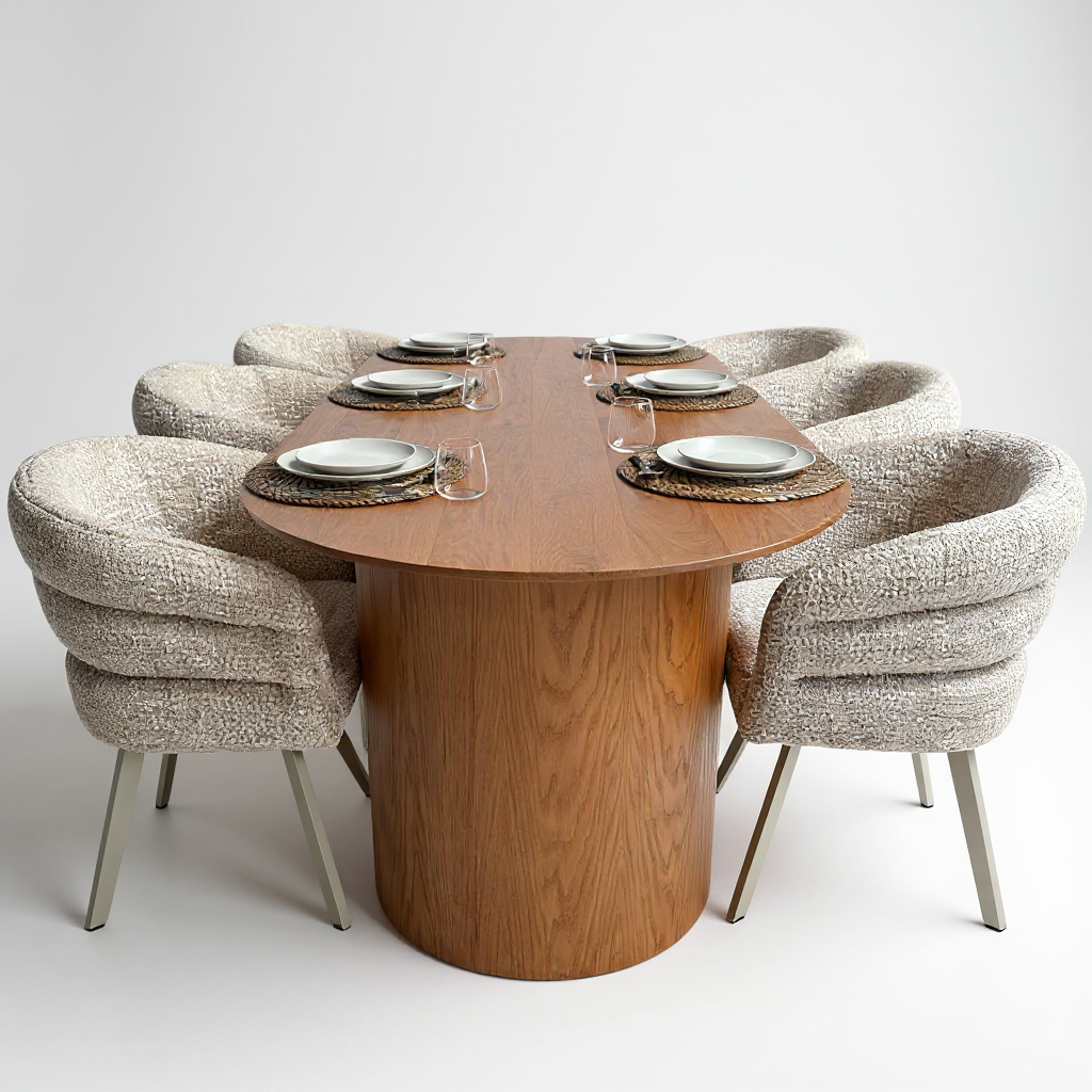 Tafel Plat Ovaal Eikenhout - Half Rond - Toscane 102