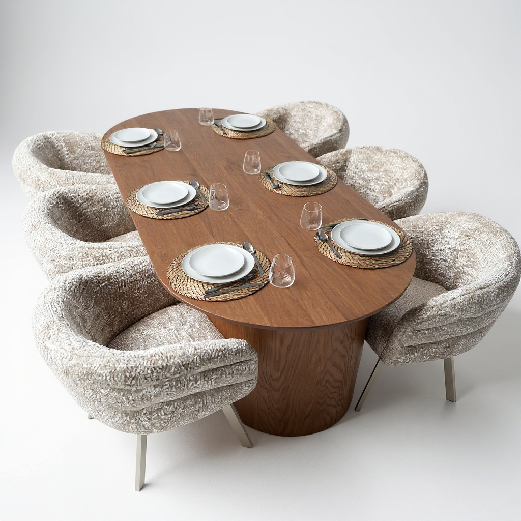 Tafel Plat Ovaal Eikenhout - Half Rond - Toscane 102