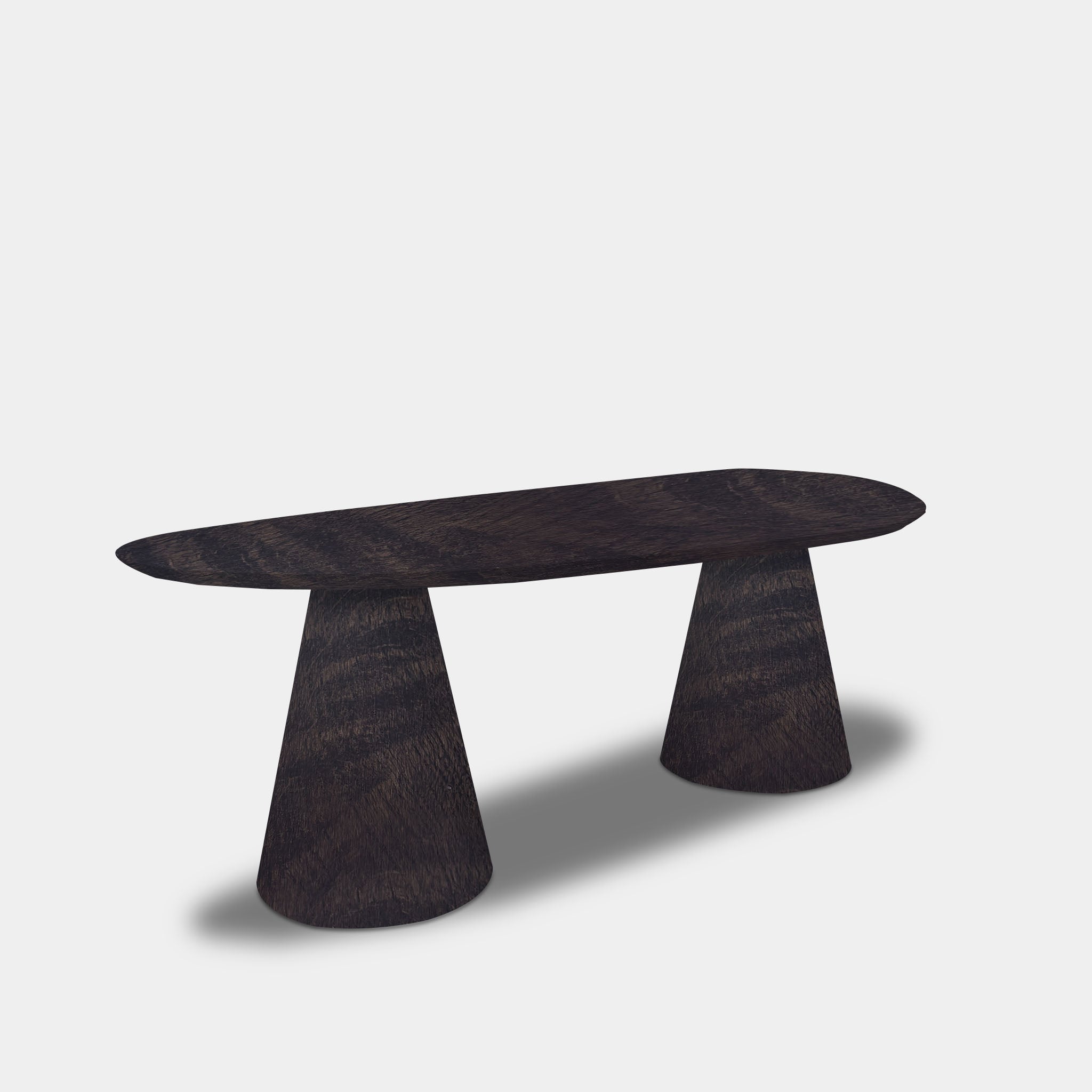 Tafel organisch eikenhout - Set Kegelpoot - Dark Grey