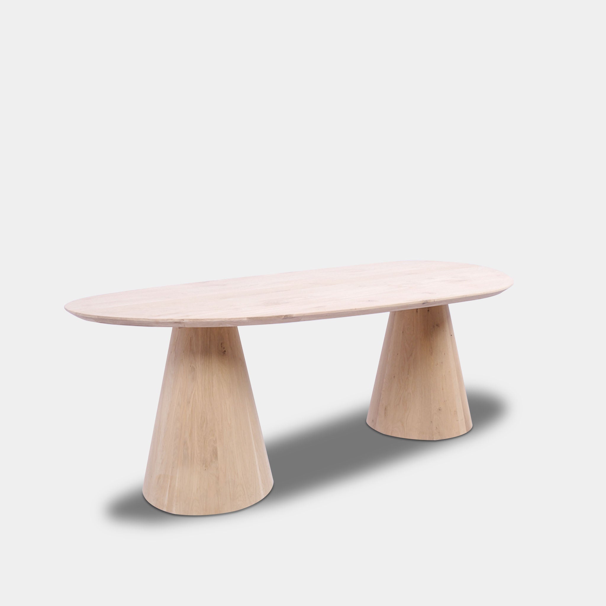 Tafel organisch eikenhout - Set Kegelpoot - Onbehandeld