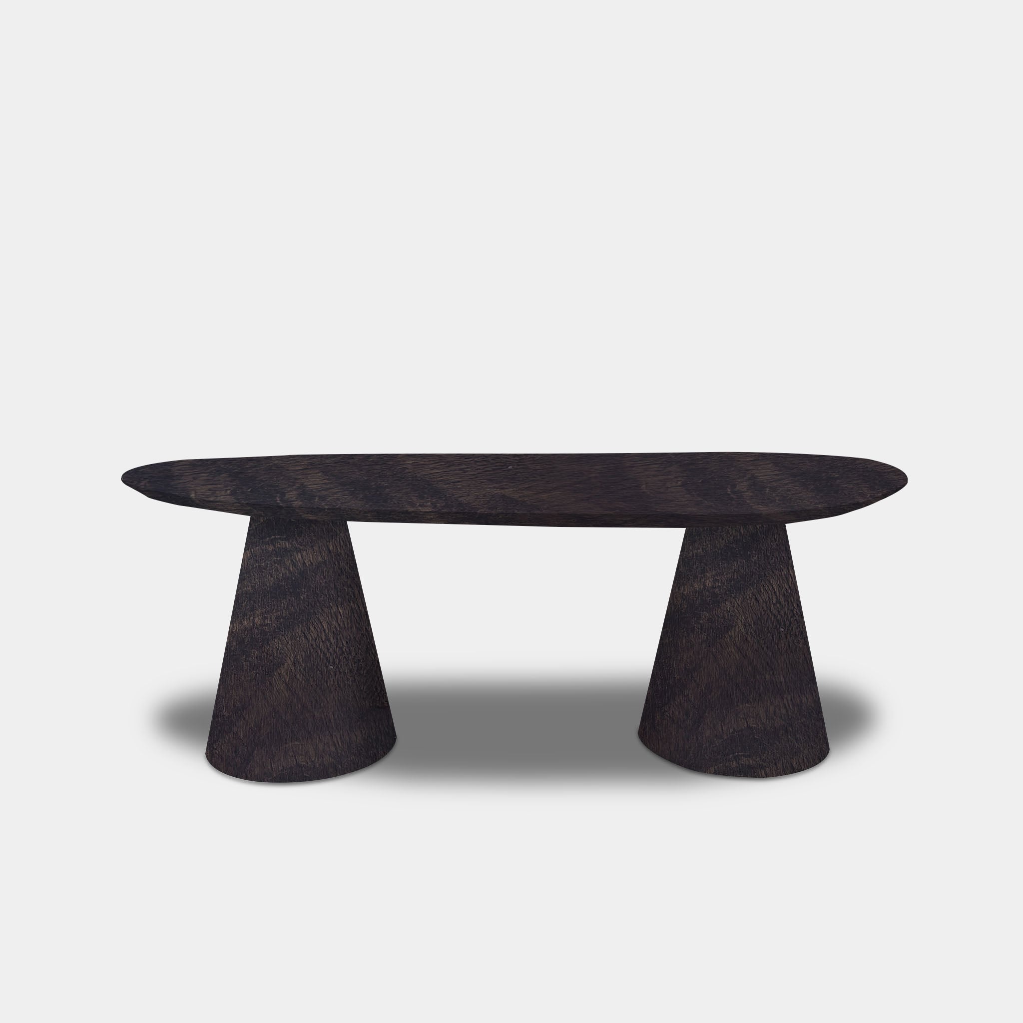 Tafel organisch eikenhout - Set Kegelpoot - Dark Grey