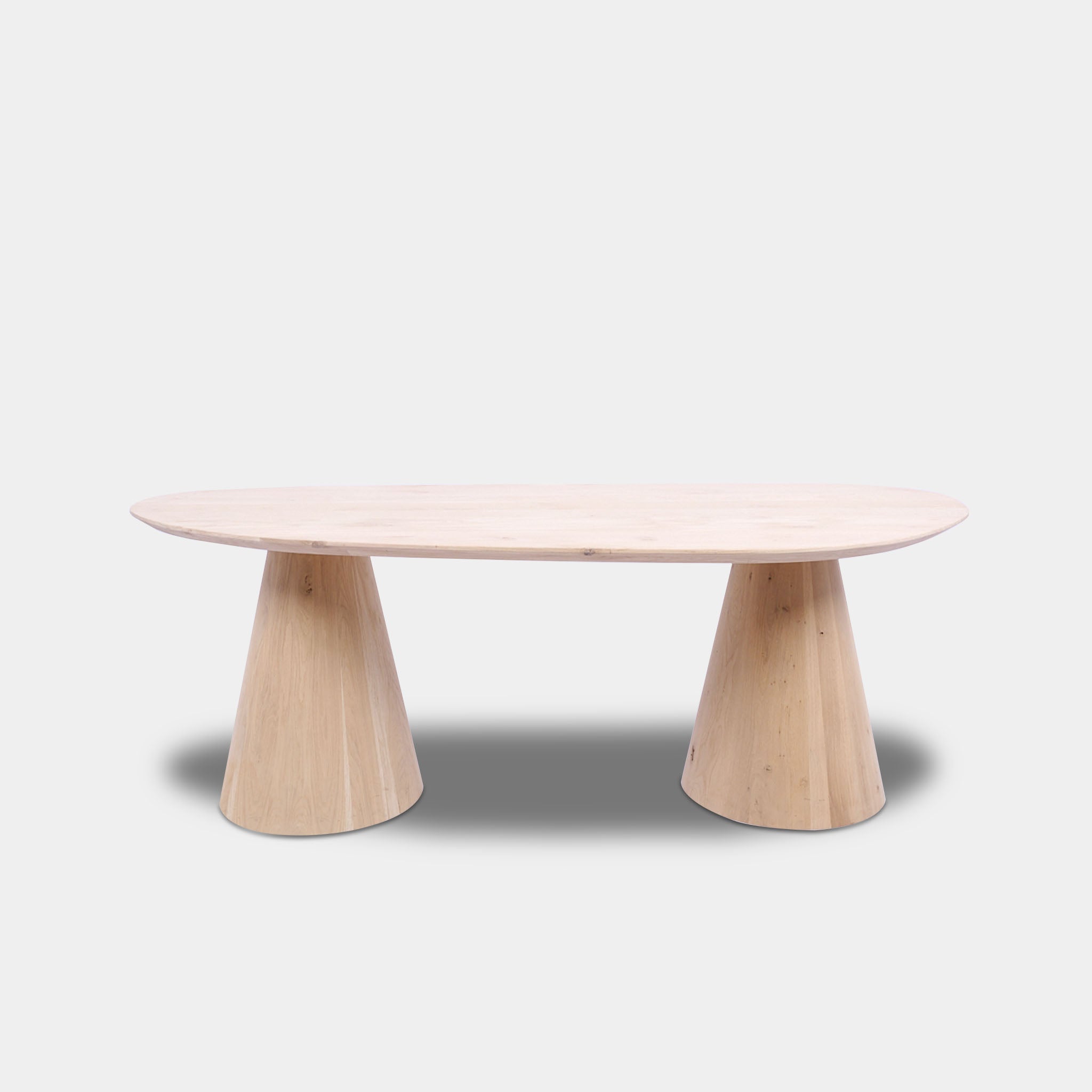 Tafel organisch eikenhout - Set Kegelpoot - Onbehandeld