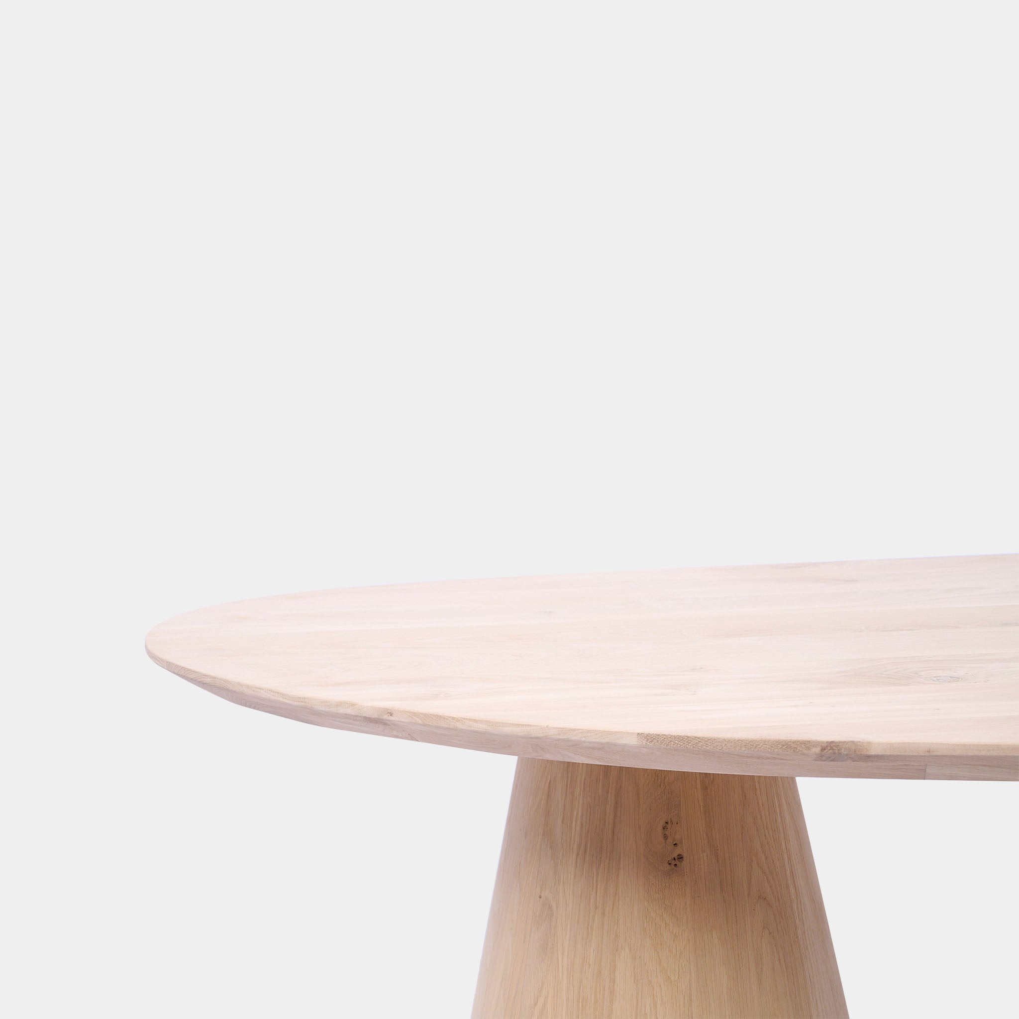 Tafel organisch eikenhout - Set Kegelpoot - Onbehandeld