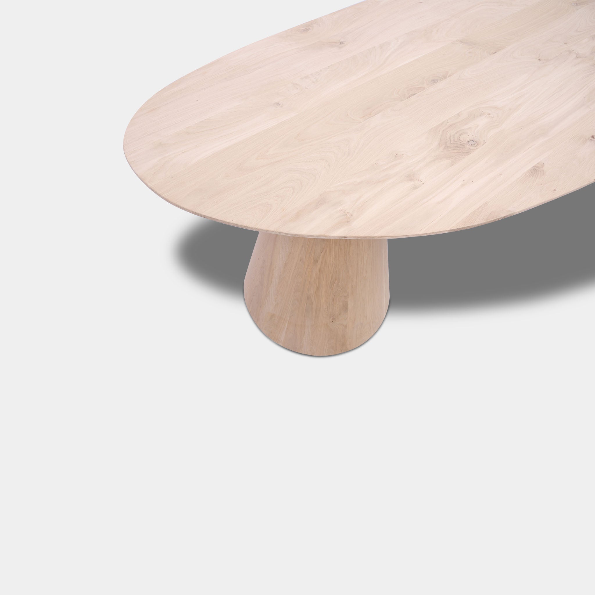 Tafel organisch eikenhout - Set Kegelpoot - Onbehandeld