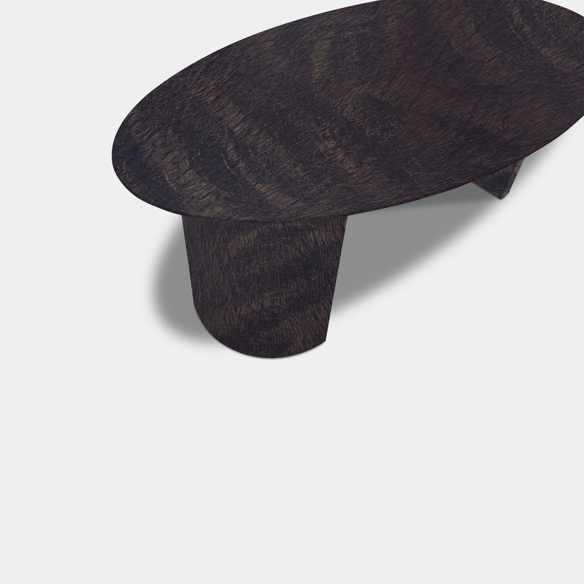 Tafel Ovaal Eikenhout - half rond - Dark Grey