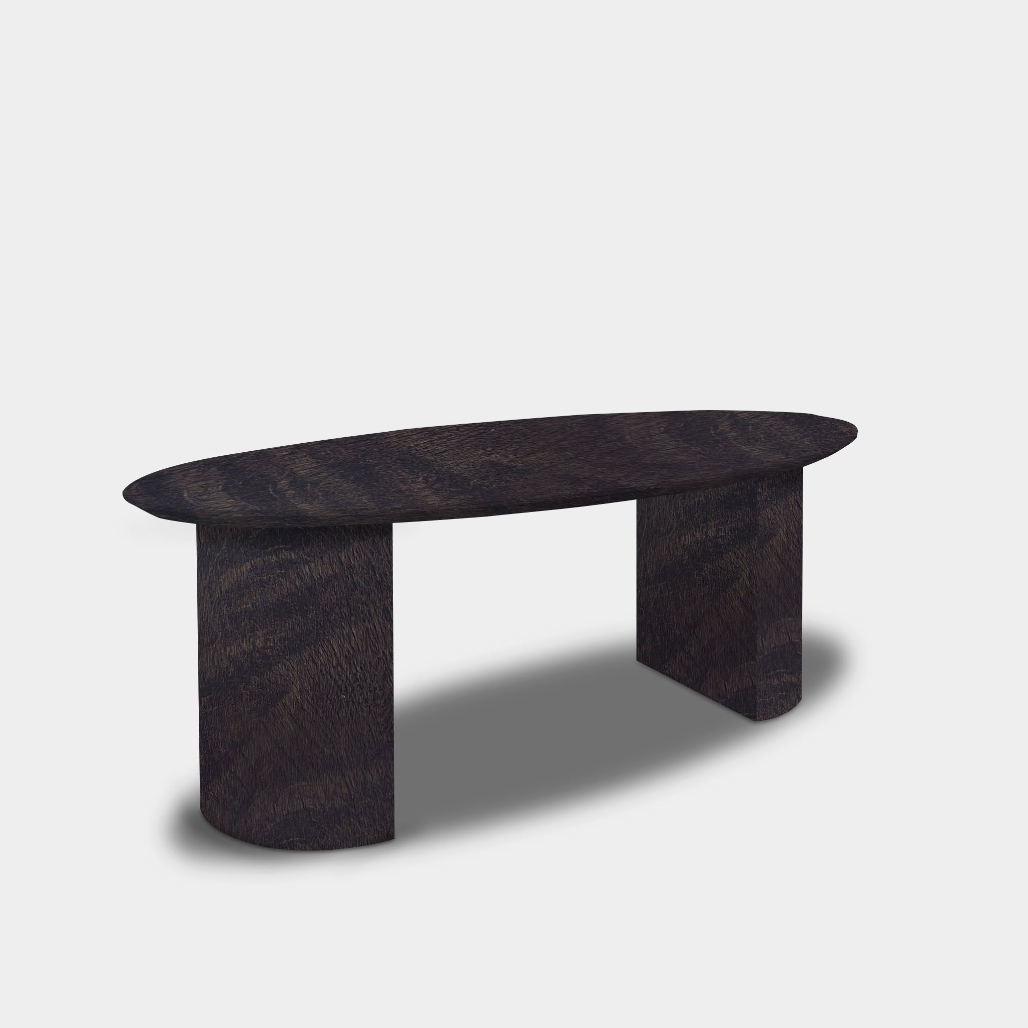 Tafel Ovaal Eikenhout - half rond - Dark Grey