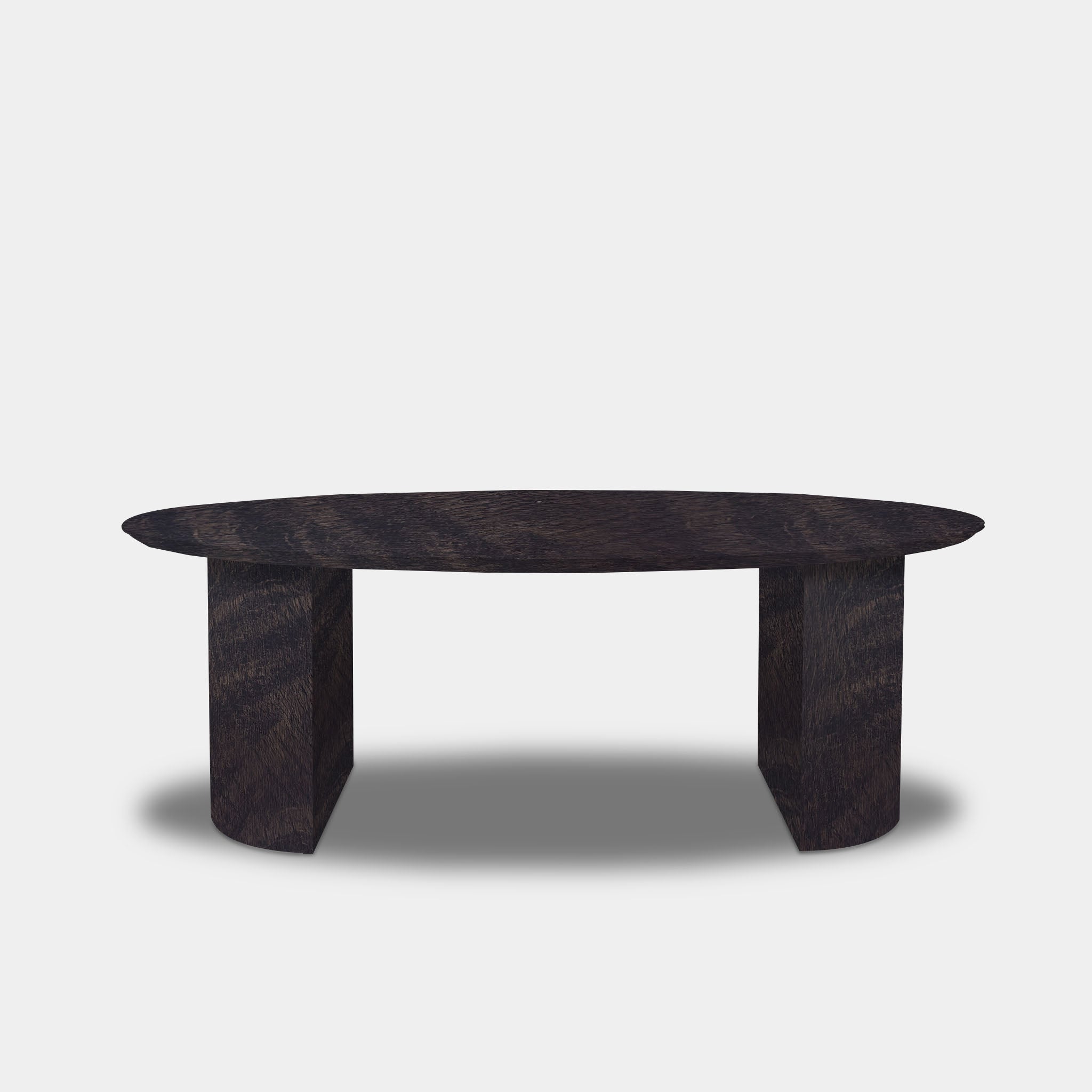 Tafel Ovaal Eikenhout - half rond - Dark Grey