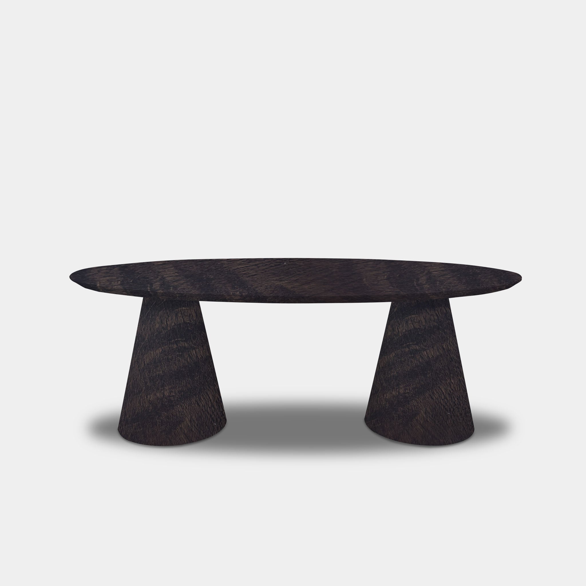 Tafel Ovaal Eikenhout - Set Kegelpoot - Dark Grey