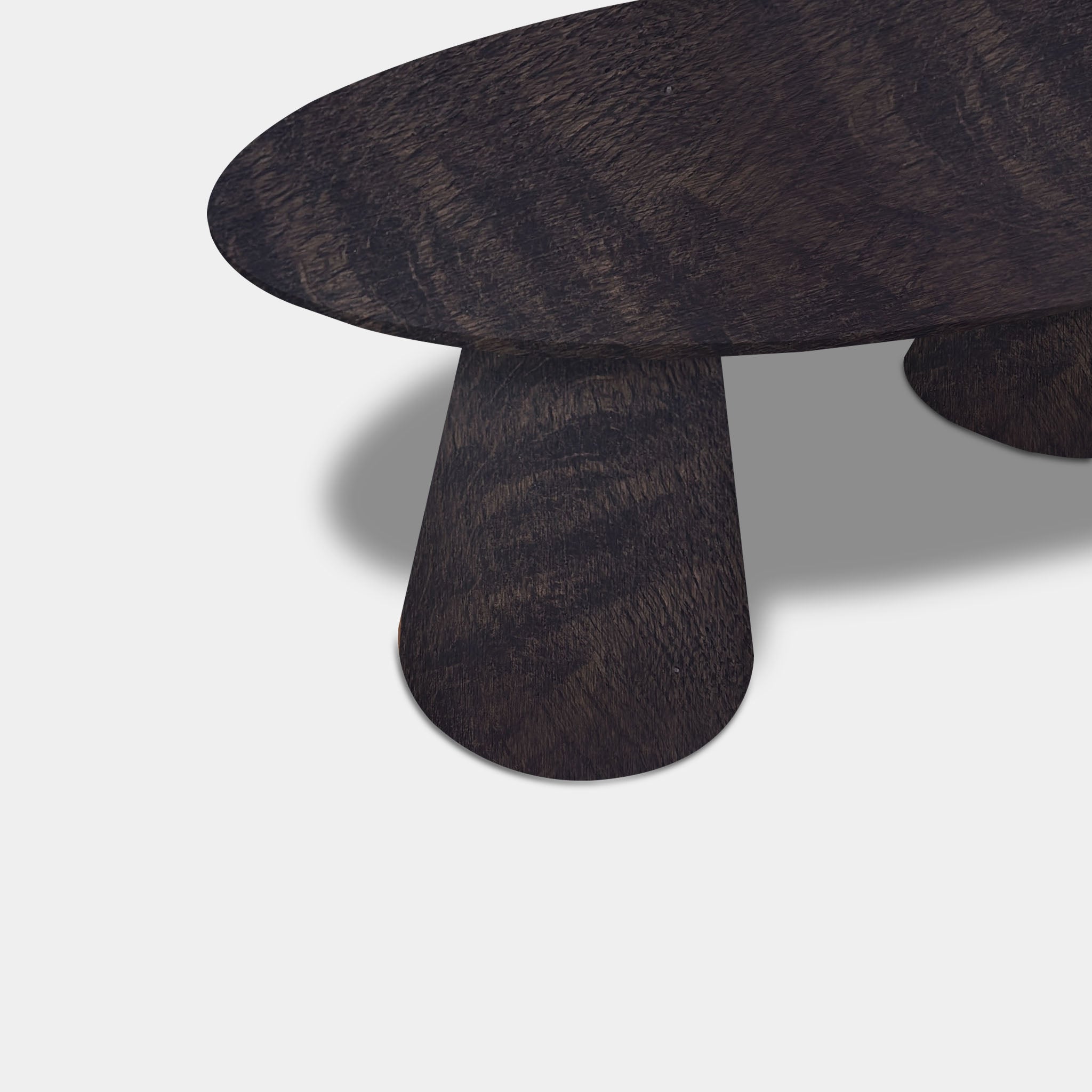Tafel Ovaal Eikenhout - Set Kegelpoot - Dark Grey