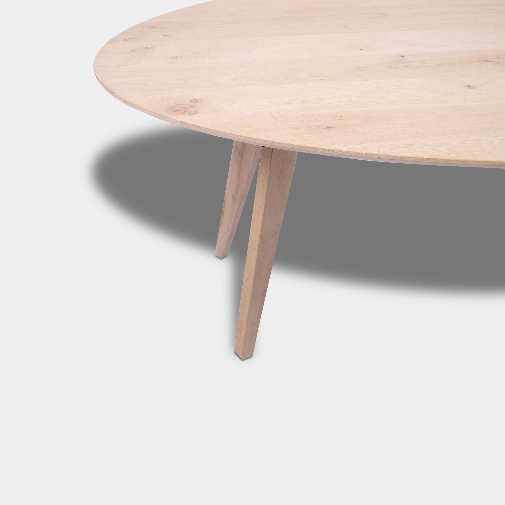 Tafel Ovaal Eikenhout - Hout Onderstel - Onbehandeld