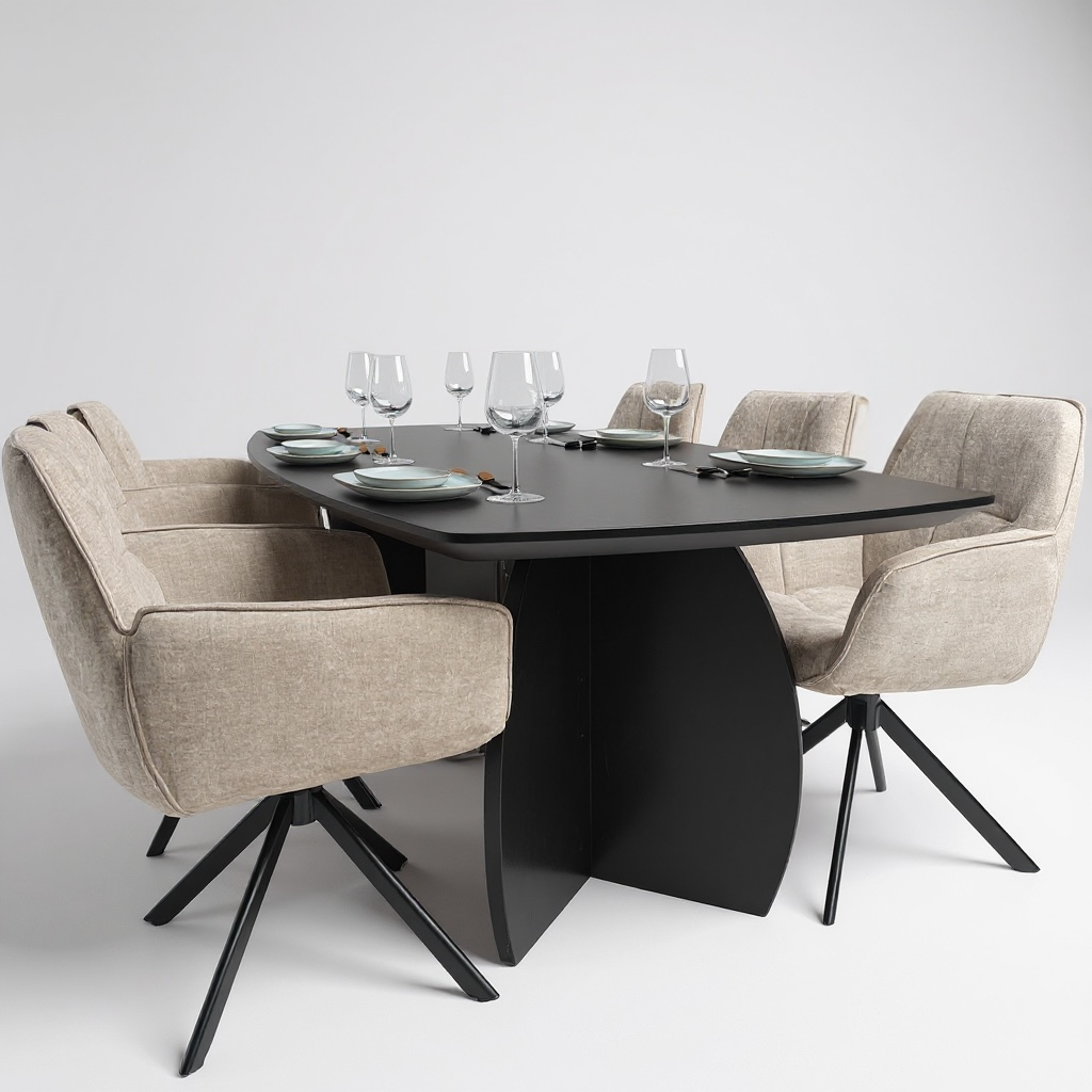 Tafel Deens Ovaal Eikenhout - Set Driehoek - Donker Eiken