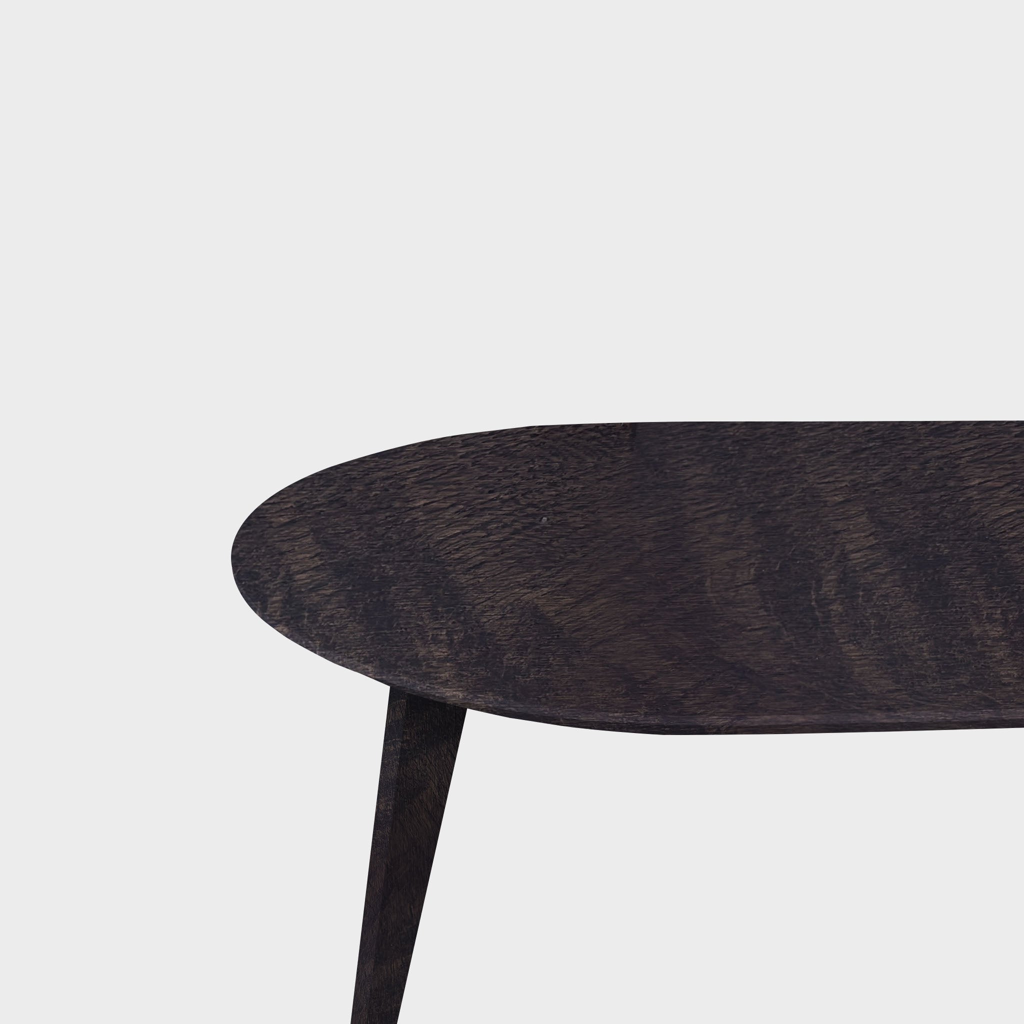 Tafel Plat Ovaal Eikenhout - Hout Onderstel - Dark Grey