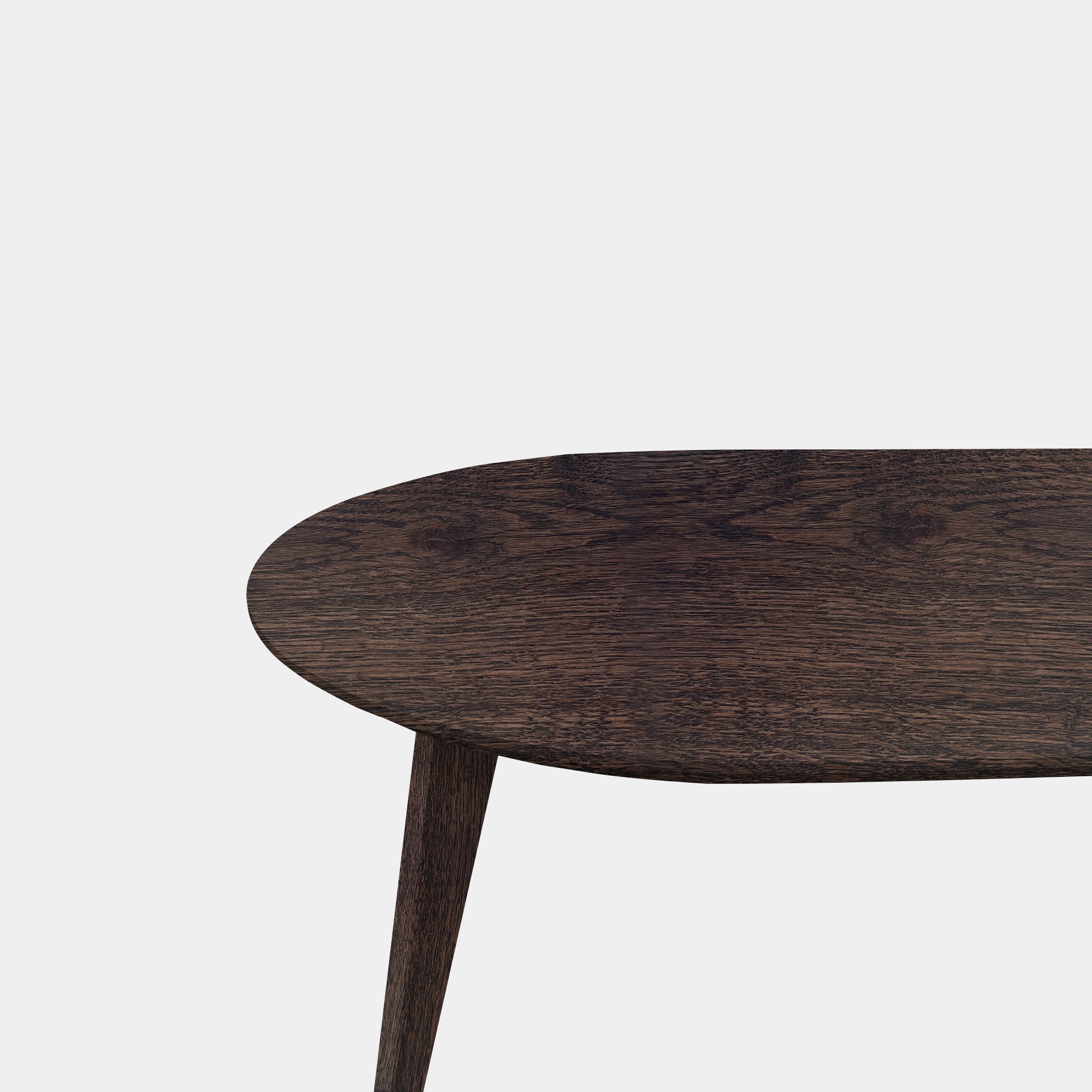 Tafel Plat Ovaal Eikenhout - Hout Onderstel - Dear Brown