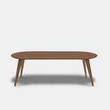 Tafel Plat Ovaal Eikenhout - Hout Onderstel - Cinnamon
