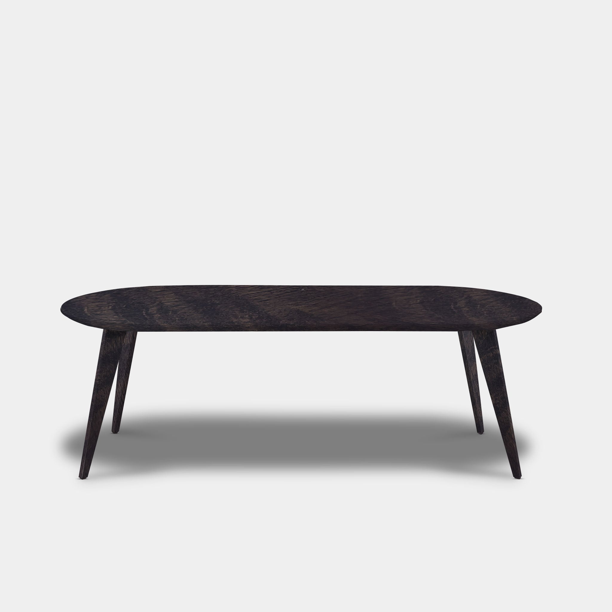 Tafel Plat Ovaal Eikenhout - Hout Onderstel - Dark Grey