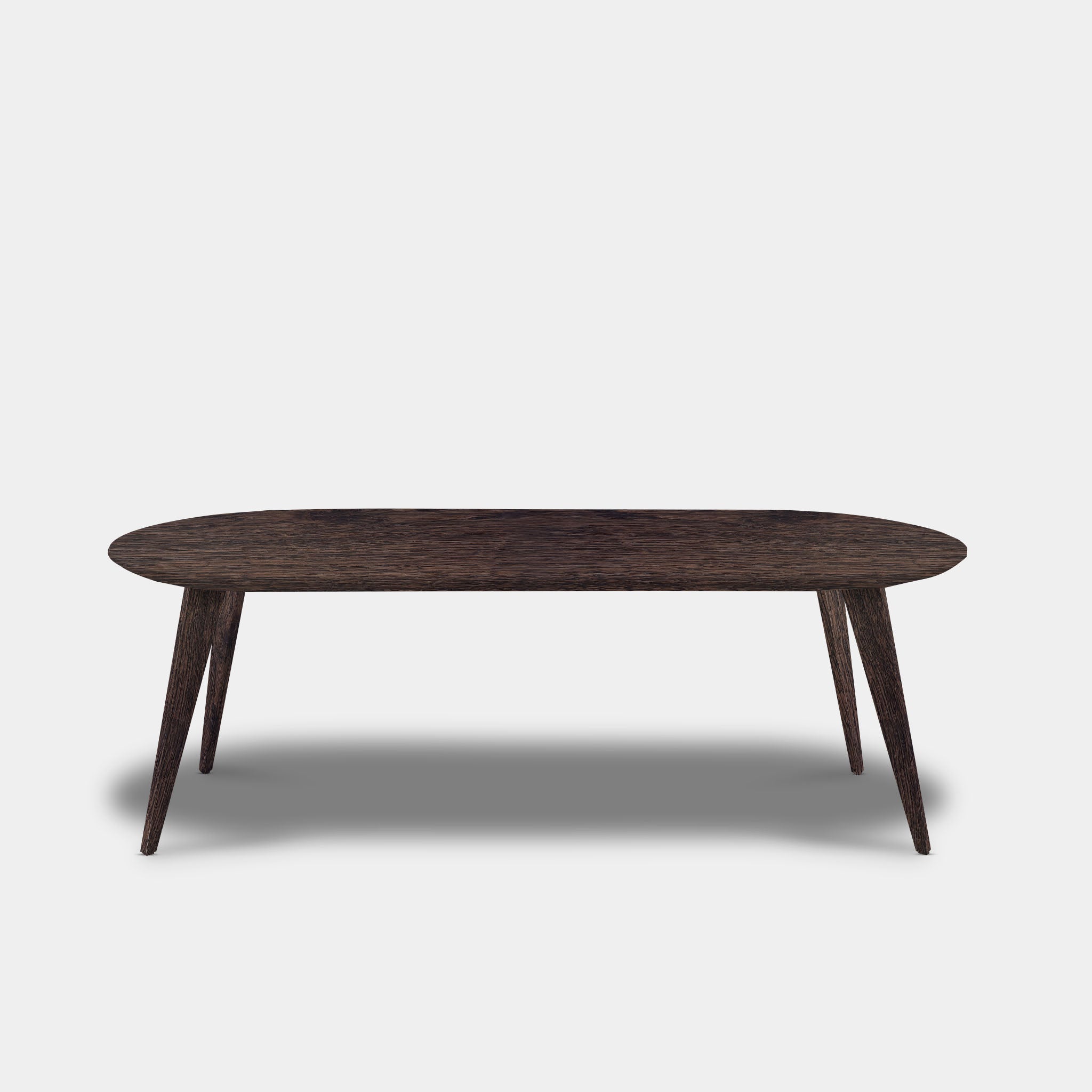 Tafel Plat Ovaal Eikenhout - Hout Onderstel - Dear Brown