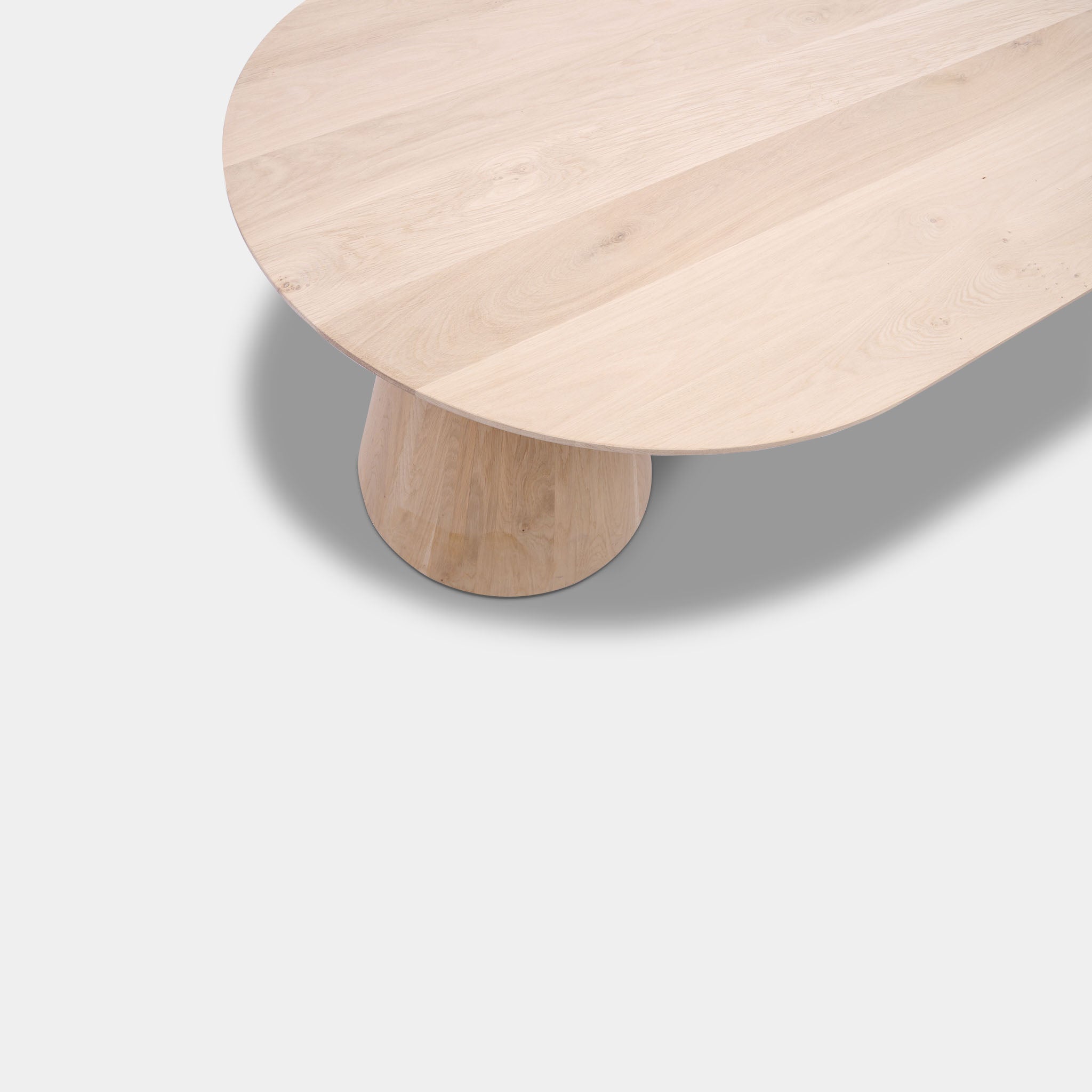 Tafel Plat Ovaal Eikenhout - Set Kegelpoot - Onbehandeld