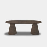 Tafel Plat Ovaal Eikenhout - Set Kegelpoot - Zand