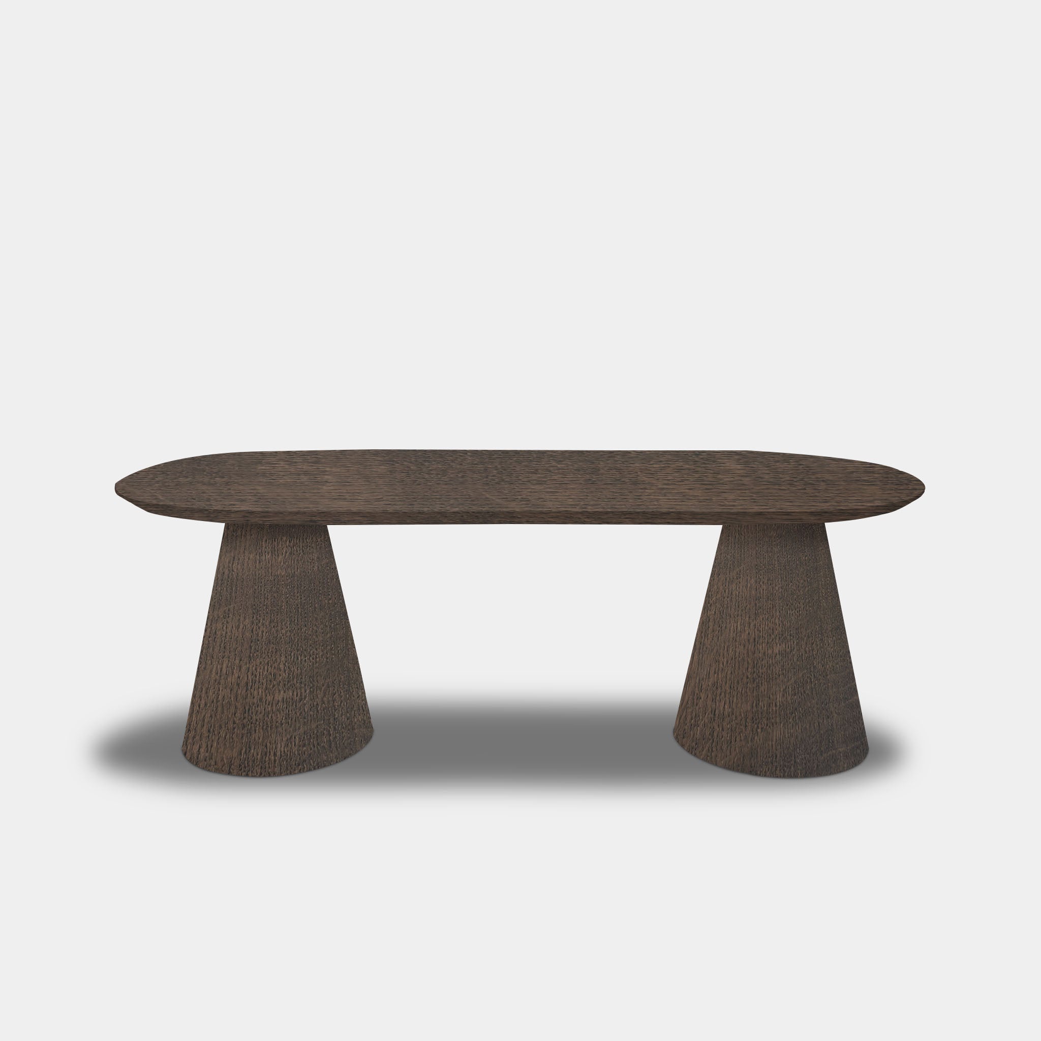 Tafel Plat Ovaal Eikenhout - Set Kegelpoot - Zand