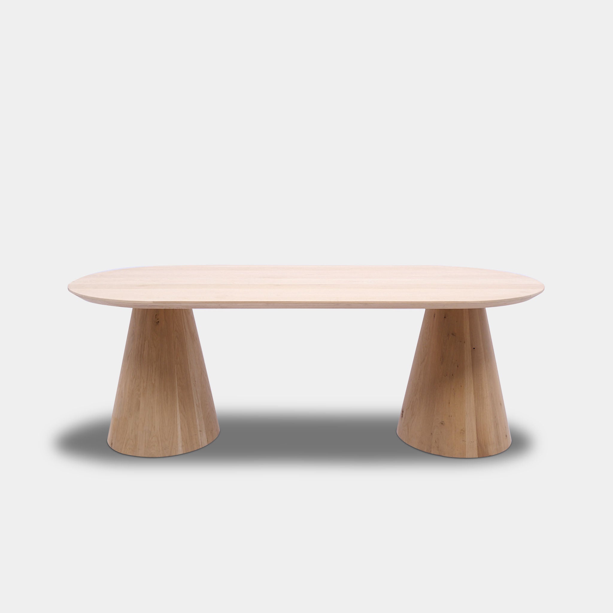Tafel Plat Ovaal Eikenhout - Set Kegelpoot - Onbehandeld