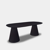 Tafel Plat Ovaal Eikenhout - Set Kegelpoot - Donker Eiken
