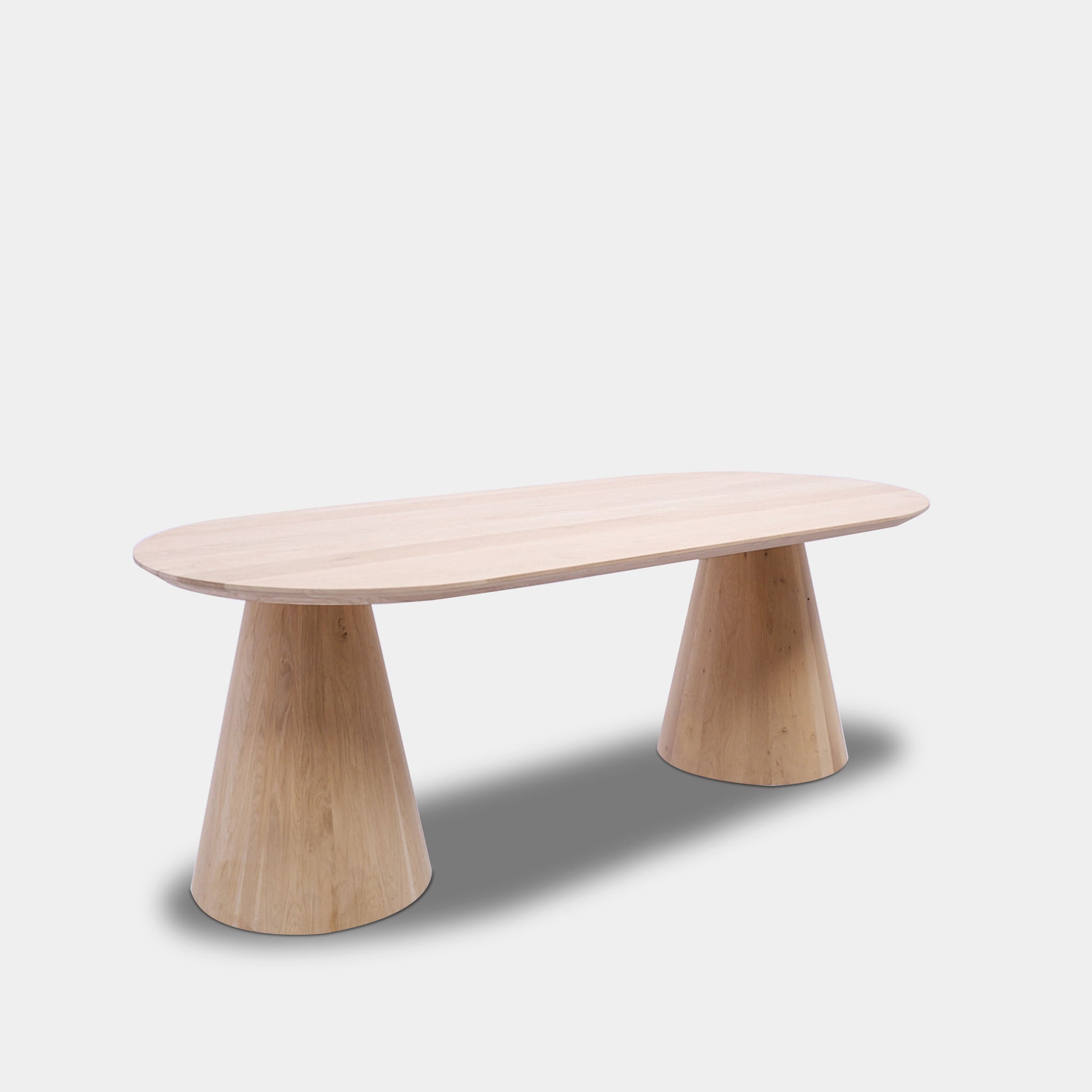 Tafel Plat Ovaal Eikenhout - Set Kegelpoot - Onbehandeld