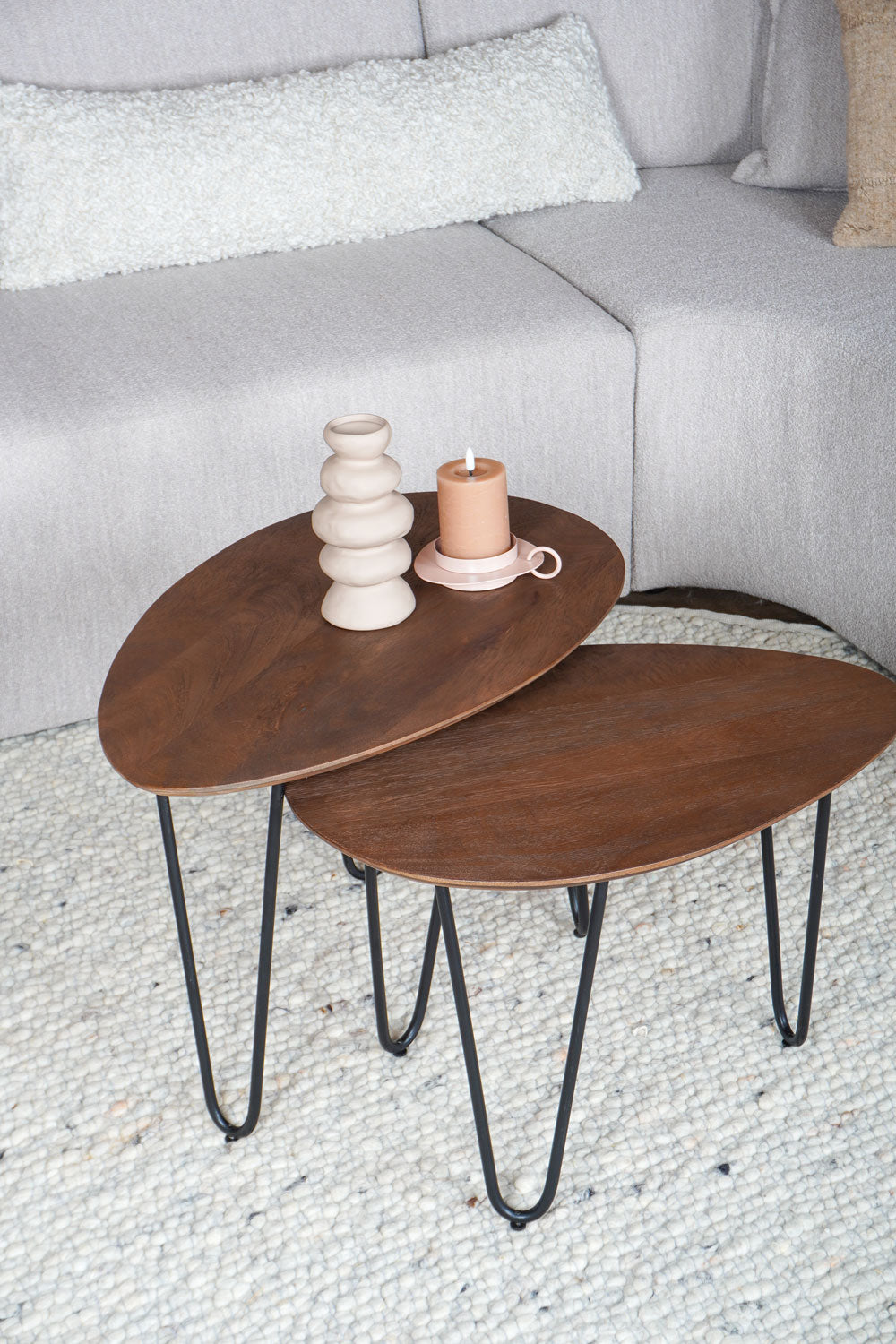 Vloerkleed Steve Licht Grijs Rond - view 4