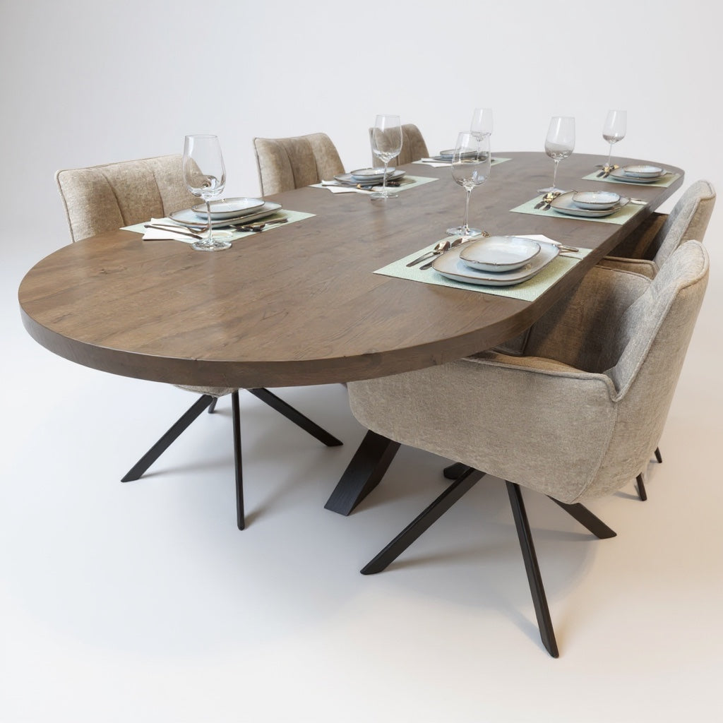 Table flat oval oak - Flower leg - Pura Natura