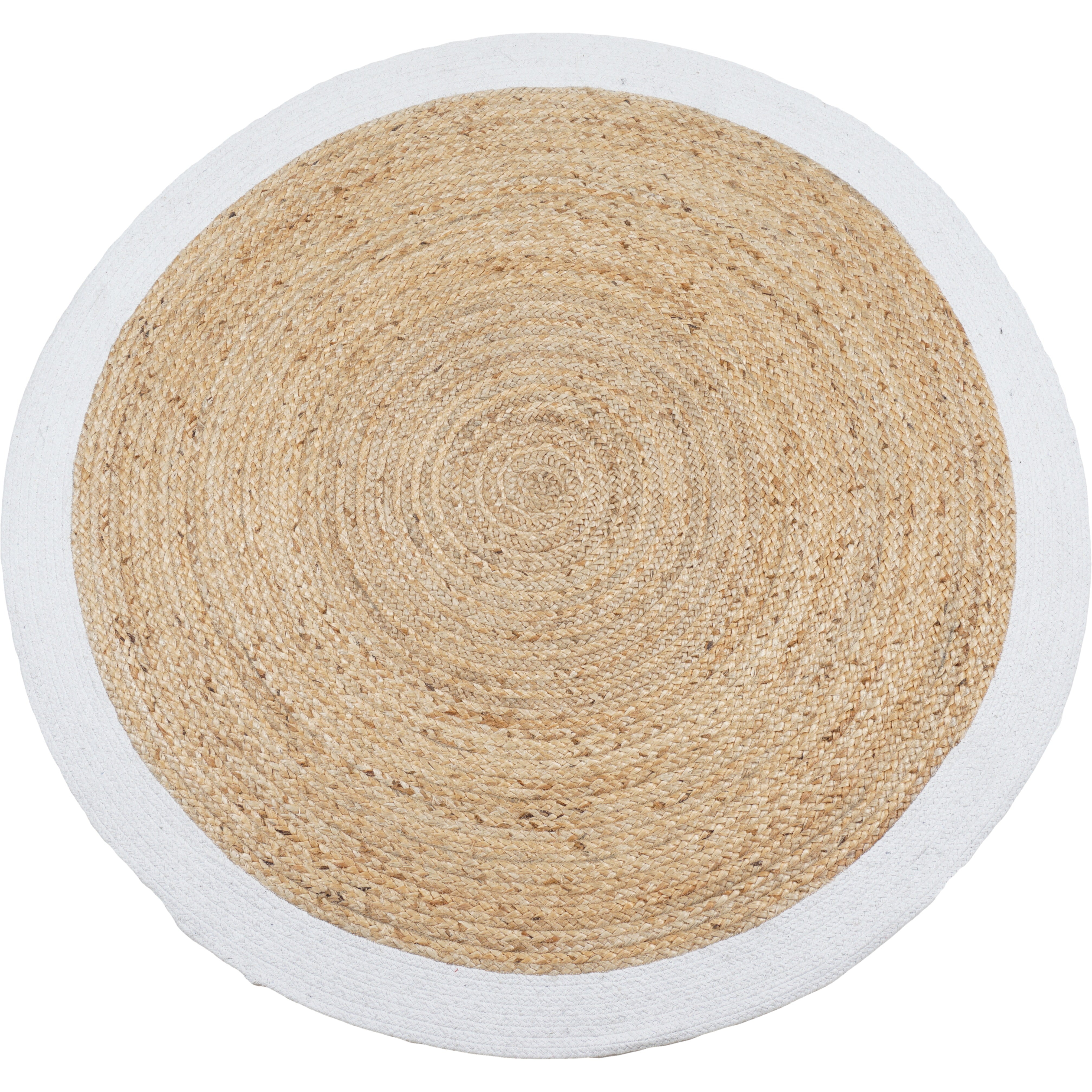 Vloerkleed Jute Naturel/Wit Rond - Beige Rond