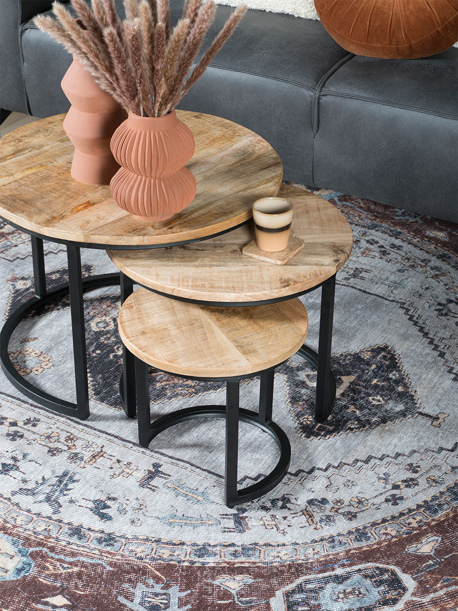 Vloerkleed Karaca Antraciet/Brown 09 Rond - view 4