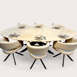 Table plate ovale en chêne - Pied fleur - Pura Natura