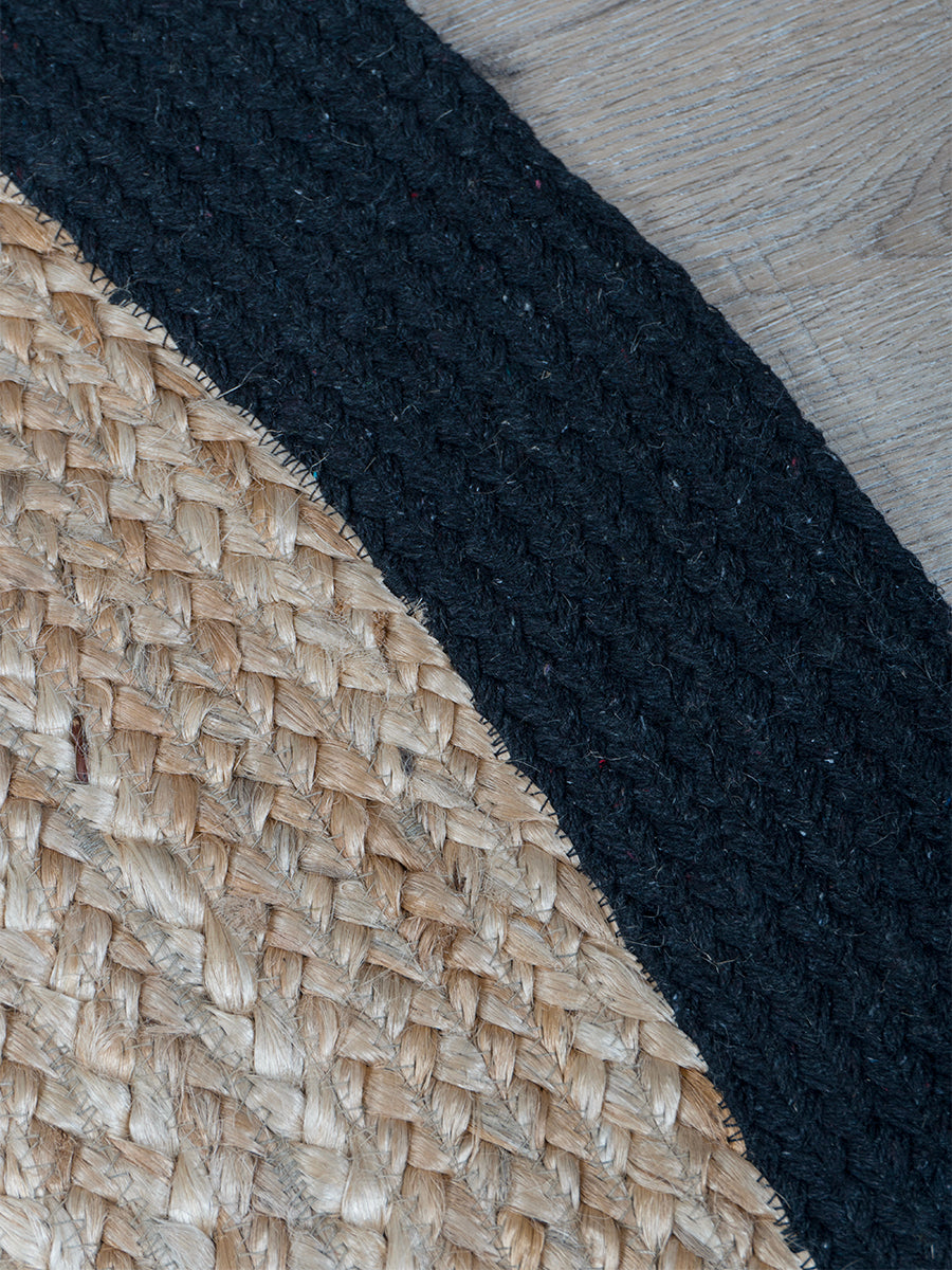 Vloerkleed Jute Naturel/Zwart Rond - view 3
