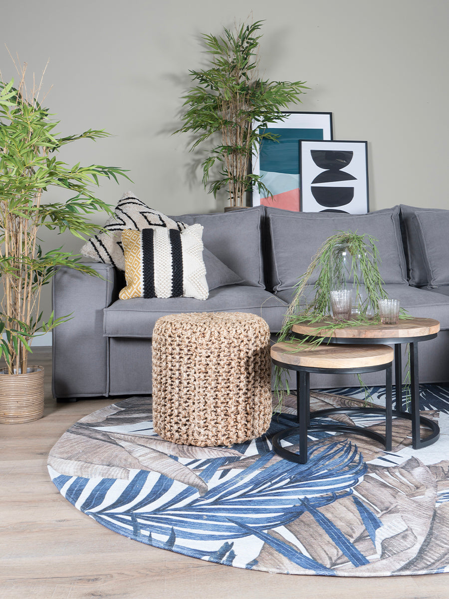 Vloerkleed Palm Blue Rond - view 4