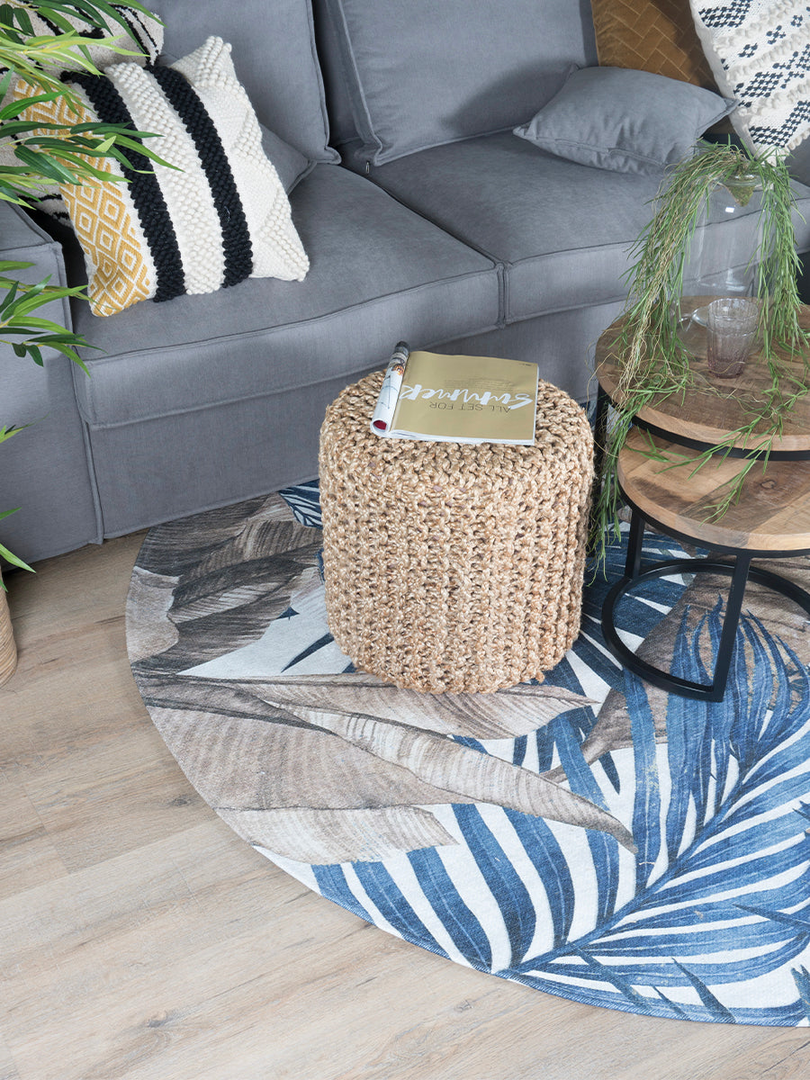Vloerkleed Palm Blue Rond - view 3