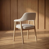 Japandi Eetkamerstoel Yori – Naturel Eiken & Beige
