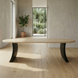 Plat ovaal Eikenhout - Onderstel Wave