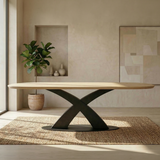 Plat ovaal Eikenhout - Onderstel Bridge