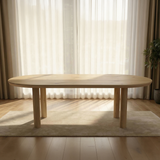 Plat ovaal Eikenhout - Pilaar poot