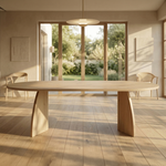 Plat ovaal eikenhouten tafel op maat - driehoek poot