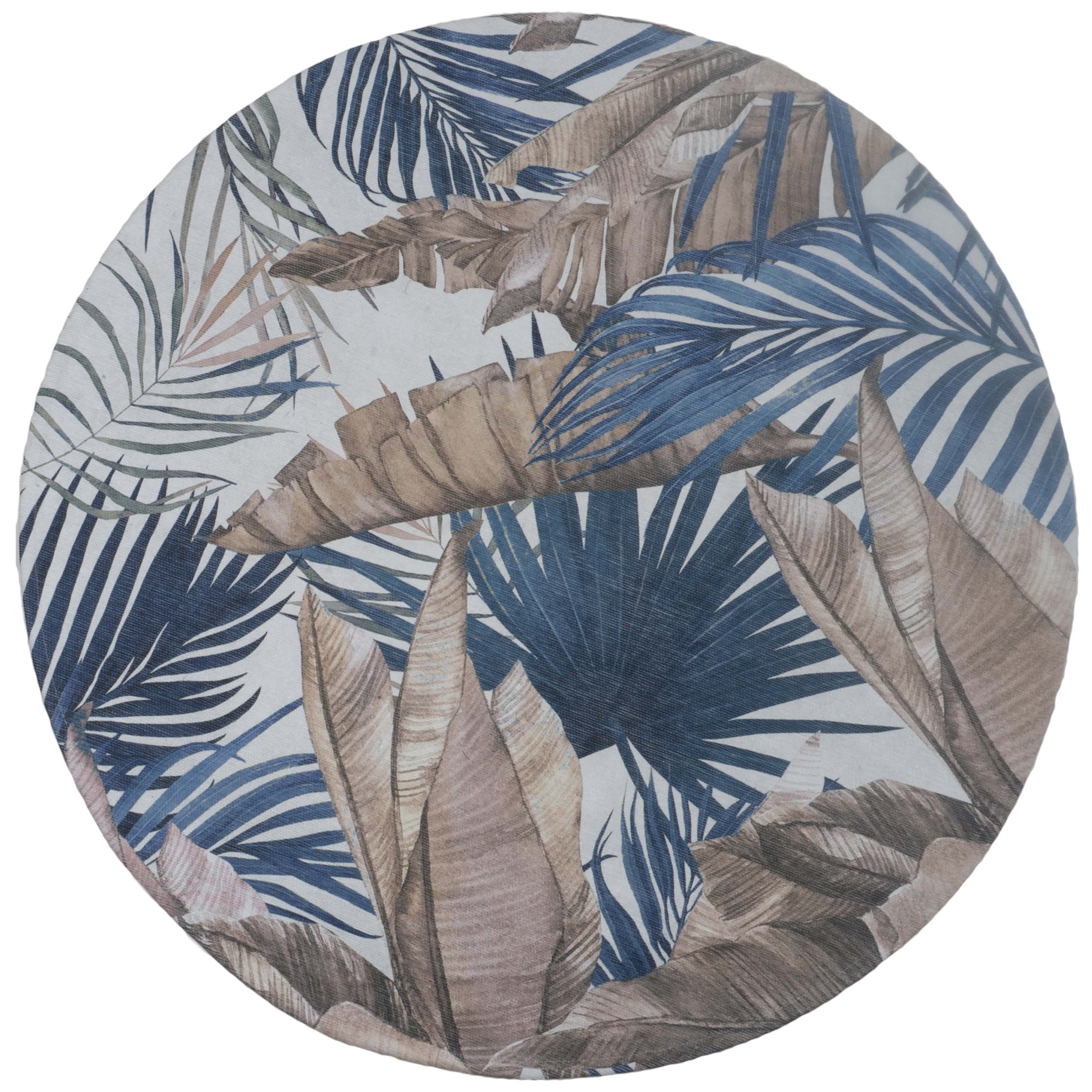 Vloerkleed Palm Blue Rond - Meerkleurig Rond