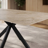 Eettafel Yori Deens Ovaal 200x100cm - Beige Keramiek