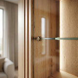 Hangvitrine Ascona - Massief Wildeiken met LED-verlichting