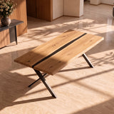 Tafel Boris - Massief wildeiken met epoxyhars