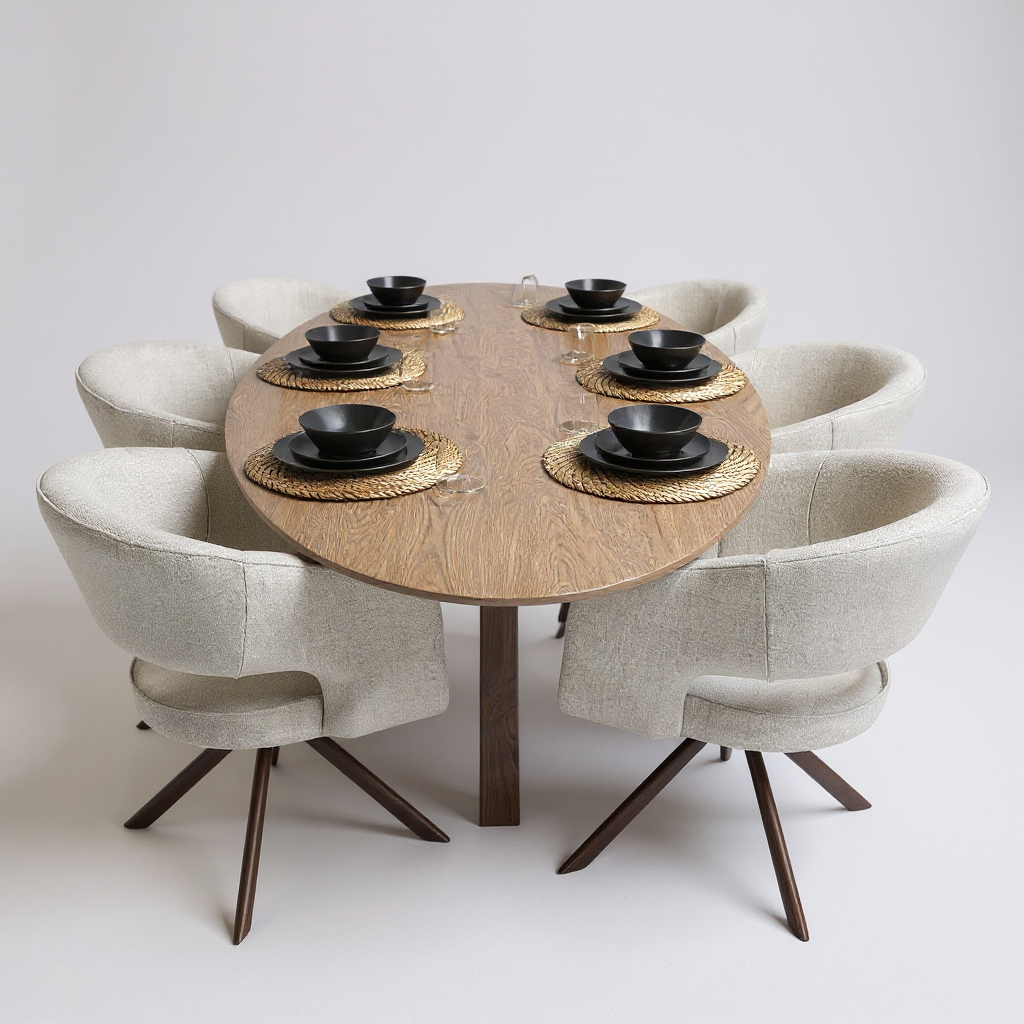 Tafel Ovaal Eikenhout - Matrix Hout - Cinnamon