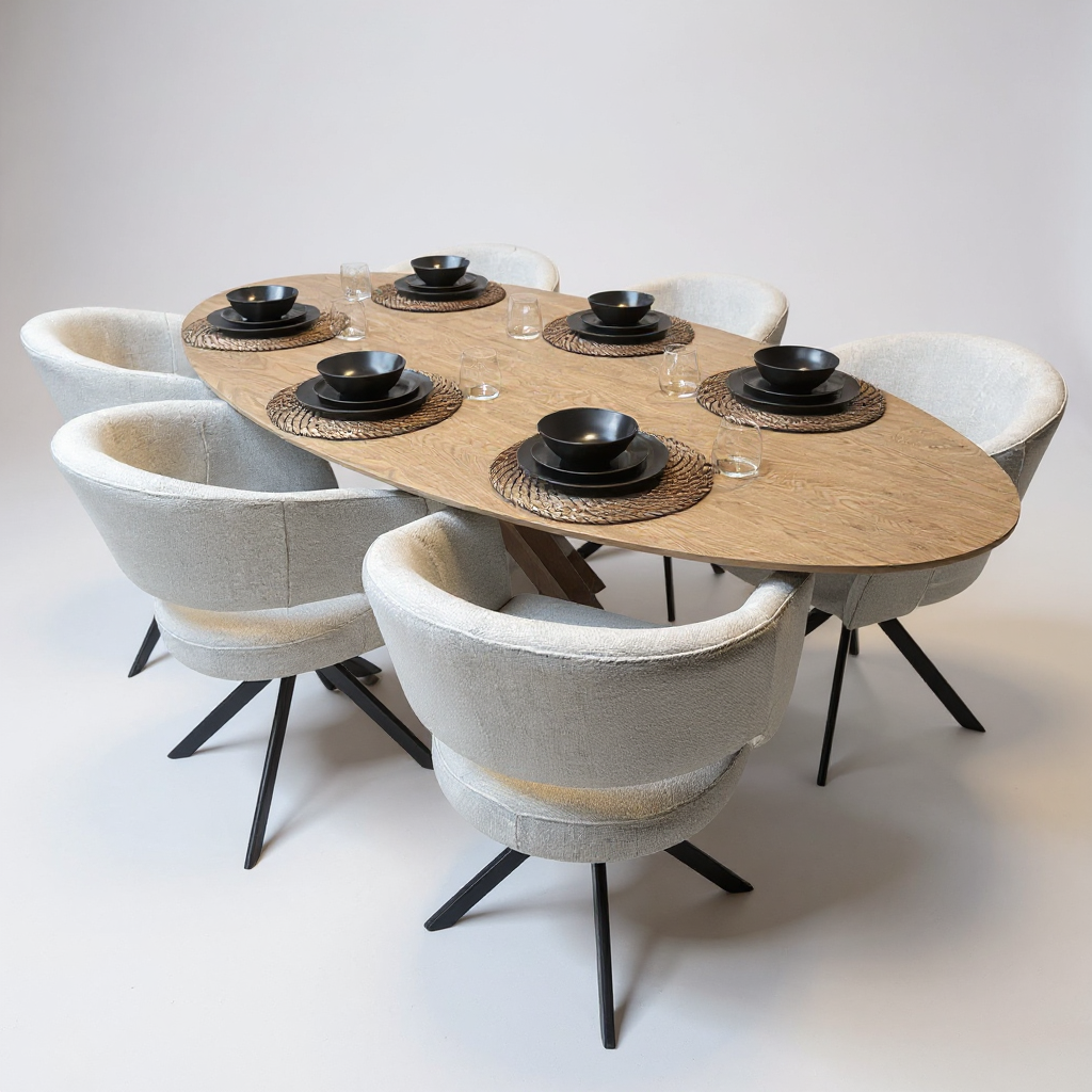 Tafel Ovaal Eikenhout - Matrix Hout - Cinnamon