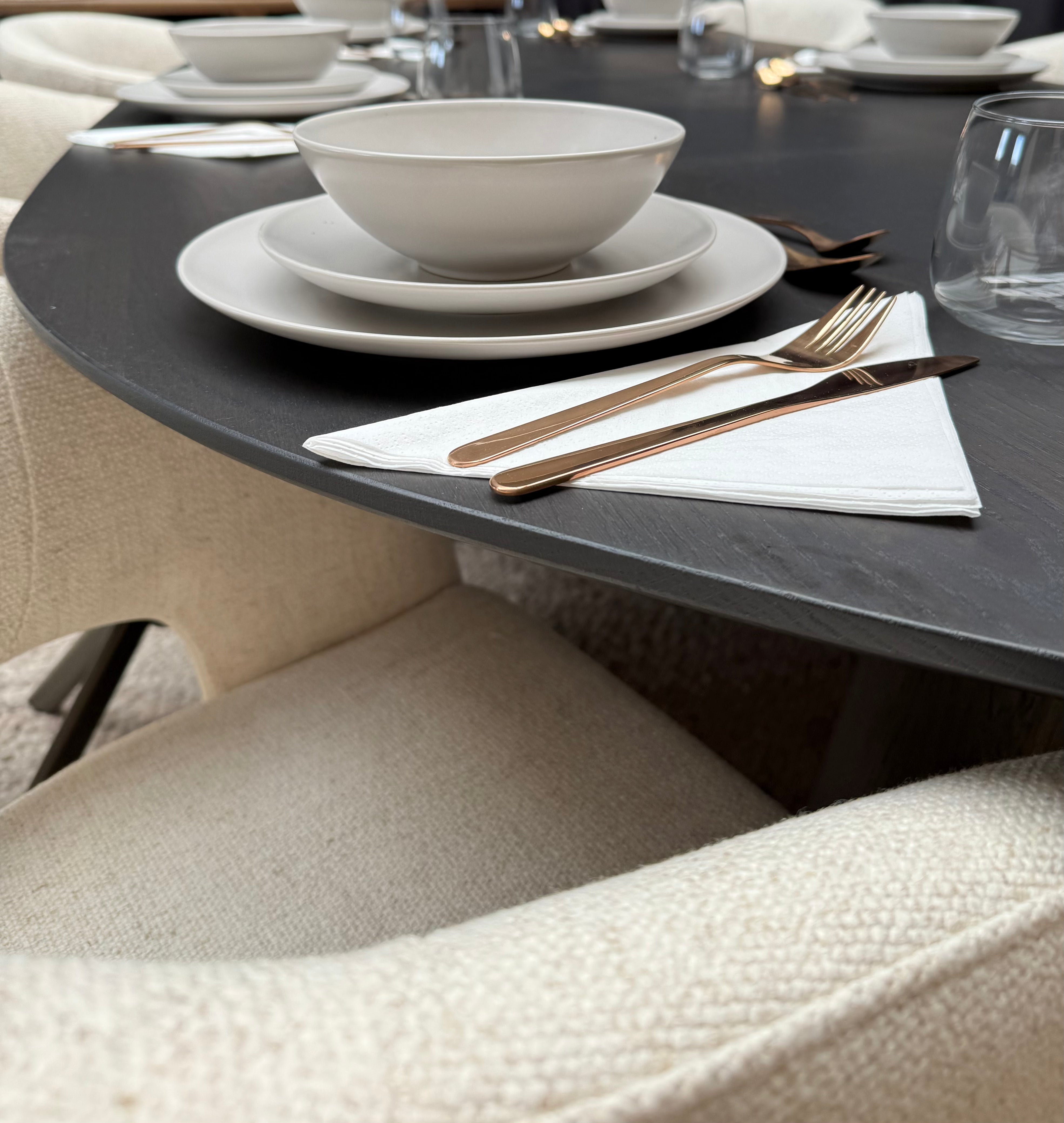 Tafel Organisch eikenhout - Set Kegelpoot - Dark Grey