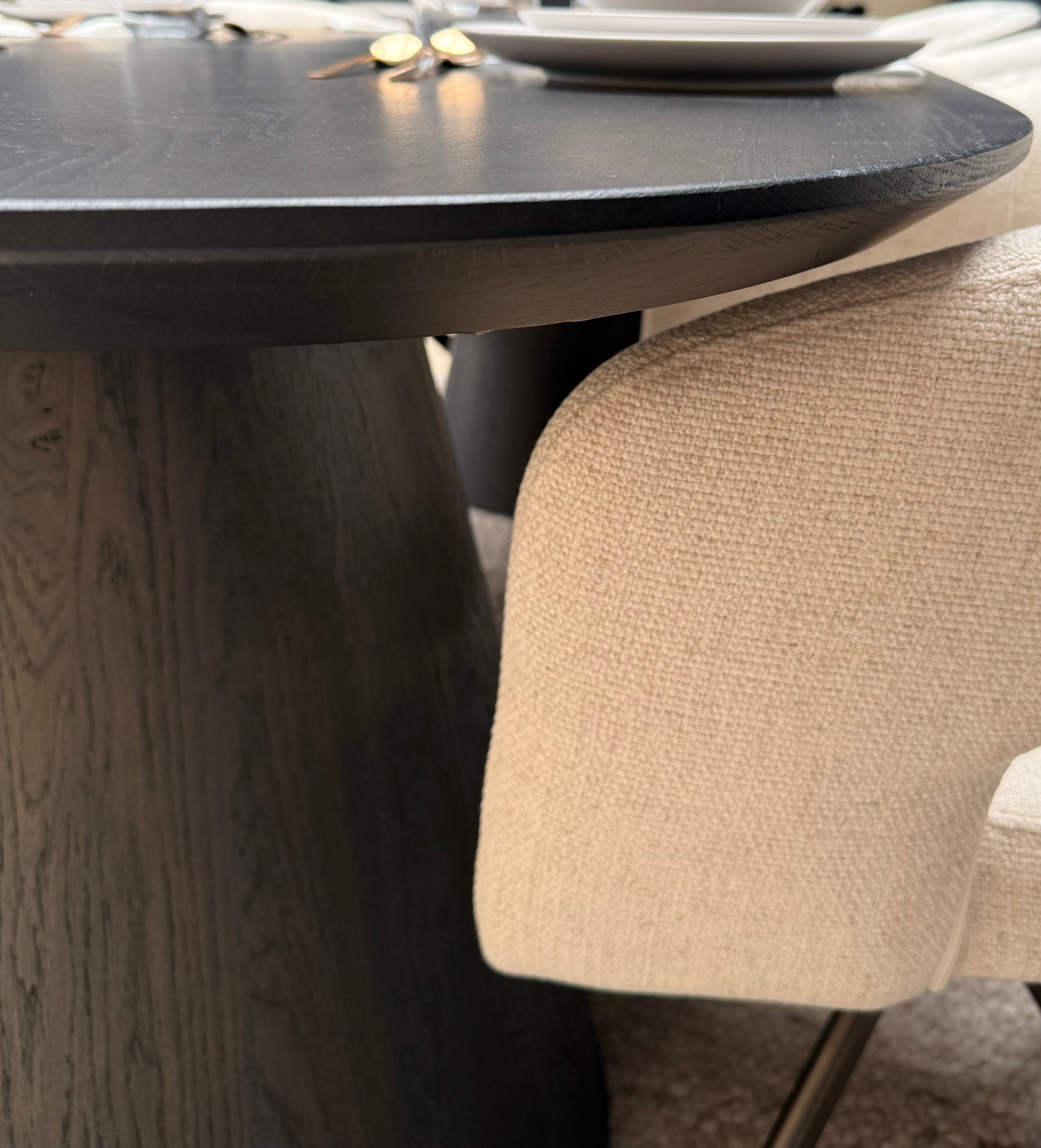Tafel Organisch eikenhout - Set Kegelpoot - Dark Grey