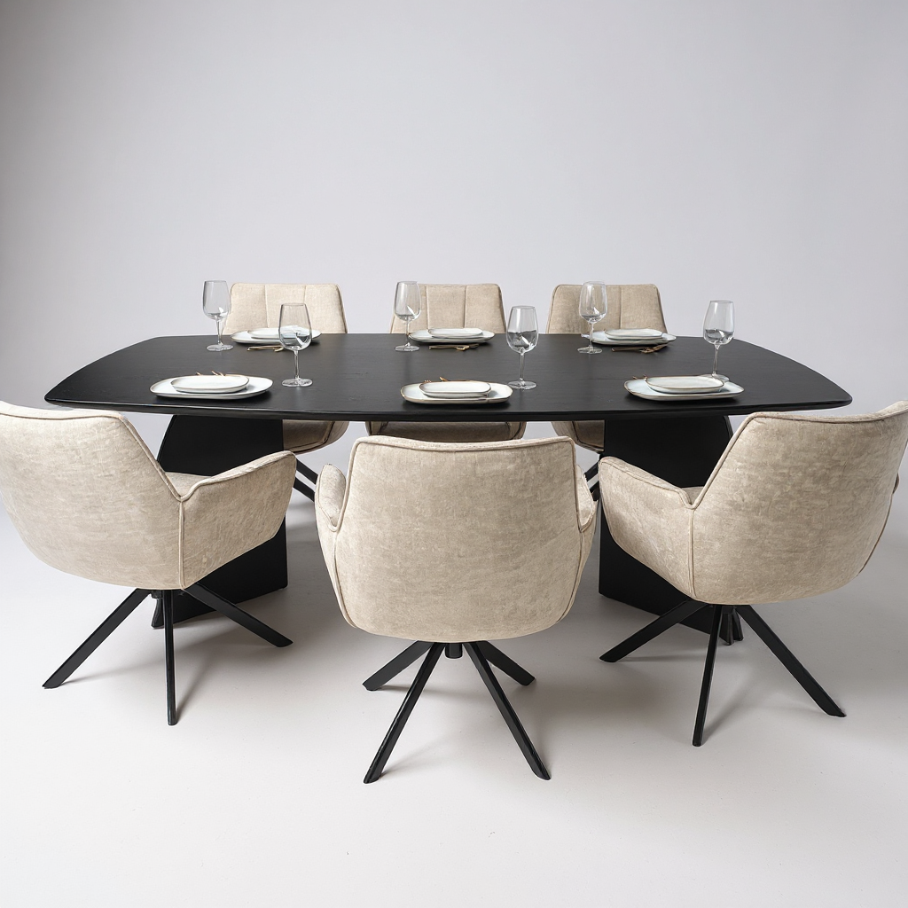 Danish Oval Oak Table - Triangle Set - Dark Oak